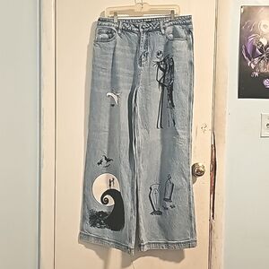 NWOT Disney The Nightmare Before Christmas Wide Leg Denim Hi Rise Jeans Size 15